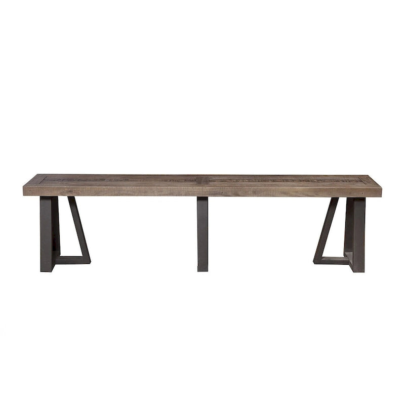 Banc de salle à manger en bois massif vieilli, naturel et noir - 75