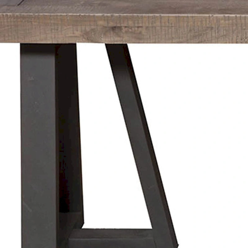Banc de salle à manger en bois massif vieilli, naturel et noir - 75