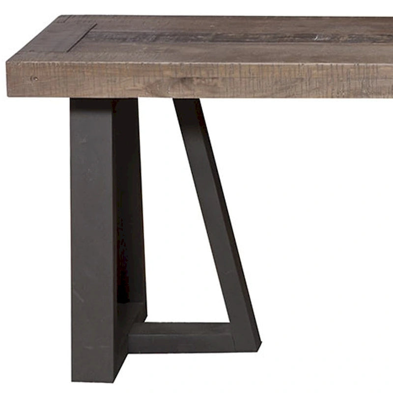 Banc de salle à manger en bois massif vieilli, naturel et noir - 75