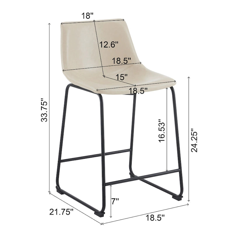 Lot de 2 tabourets de bar 24 pouces style rétro