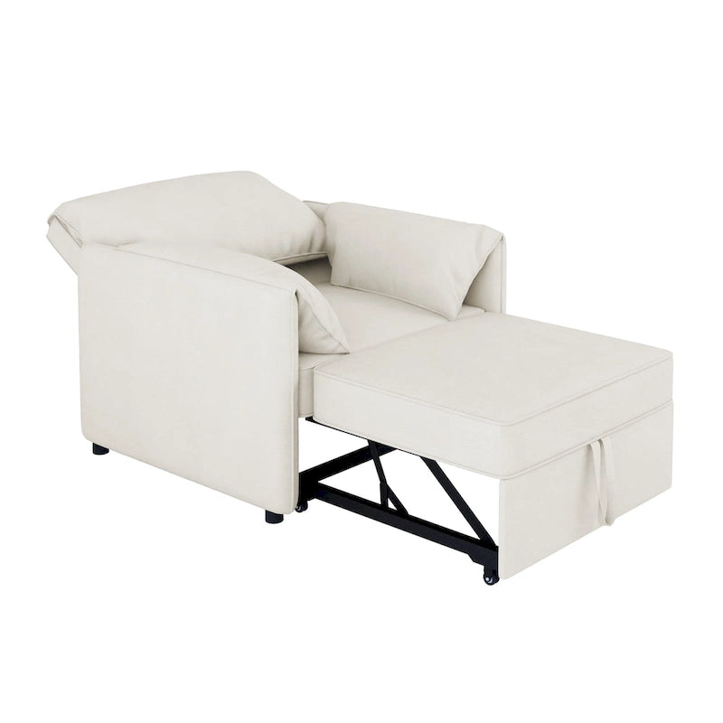 Canapé-lit convertible, fauteuil-lit 3 en 1 avec dossier réglable et coussins épais, cadre en lin
