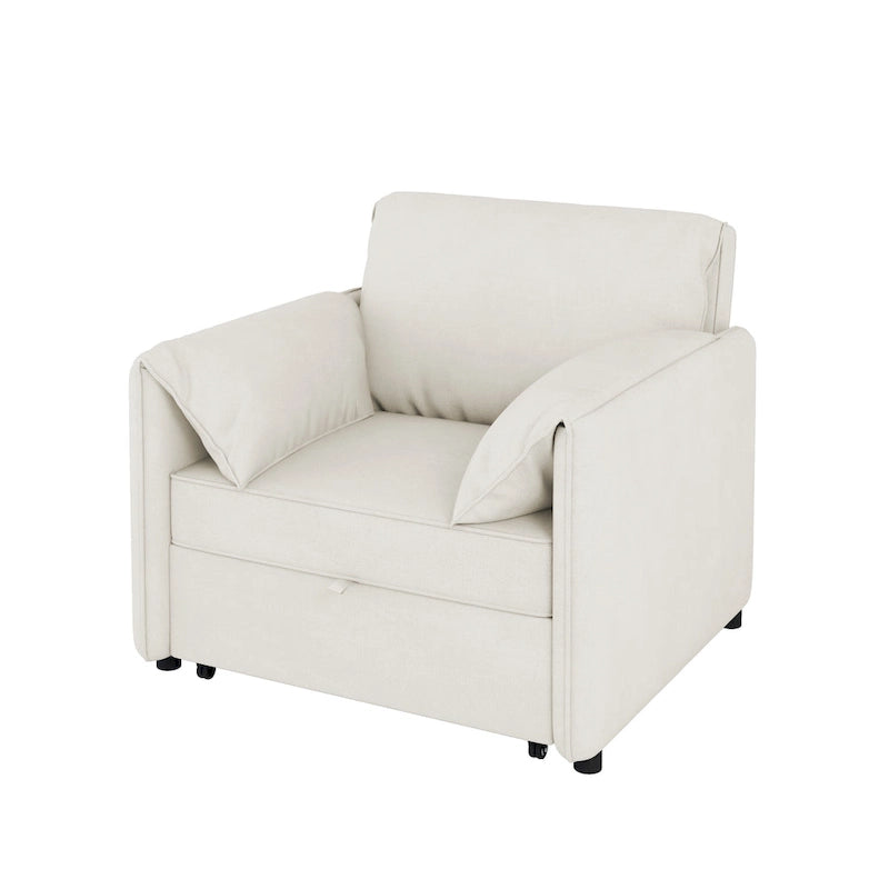 Canapé-lit convertible, fauteuil-lit 3 en 1 avec dossier réglable et coussins épais, cadre en lin