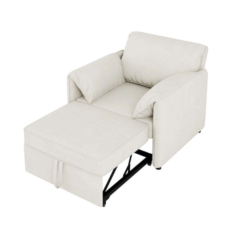 Canapé-lit convertible, fauteuil-lit 3 en 1 avec dossier réglable et coussins épais, cadre en lin