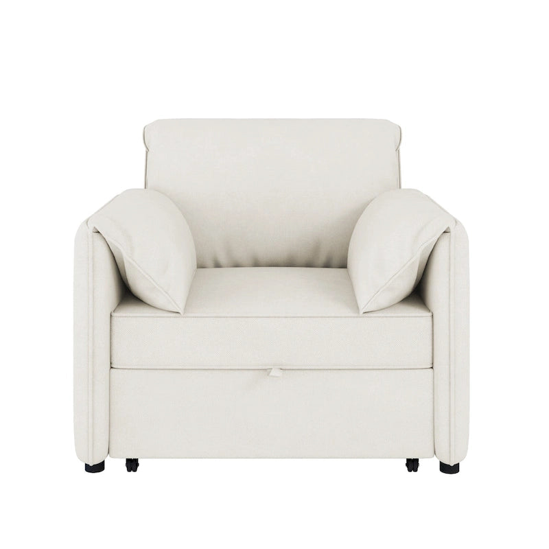 Canapé-lit convertible, fauteuil-lit 3 en 1 avec dossier réglable et coussins épais, cadre en lin
