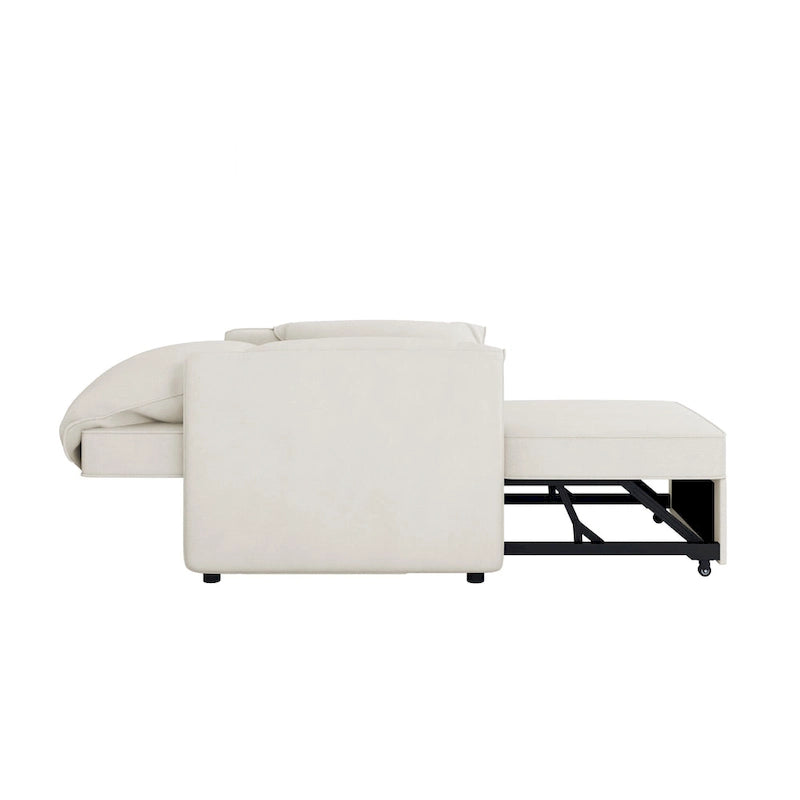 Canapé-lit convertible, fauteuil-lit 3 en 1 avec dossier réglable et coussins épais, cadre en lin