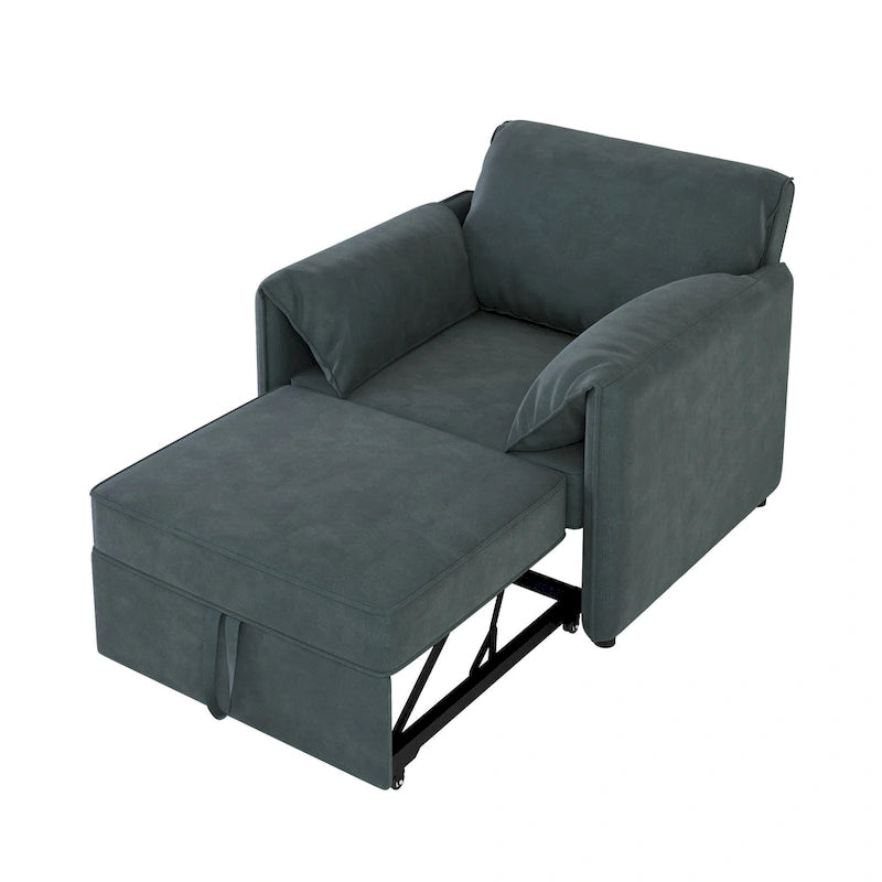 Canapé-lit convertible, fauteuil-lit 3 en 1 avec dossier réglable et coussins épais, cadre en lin