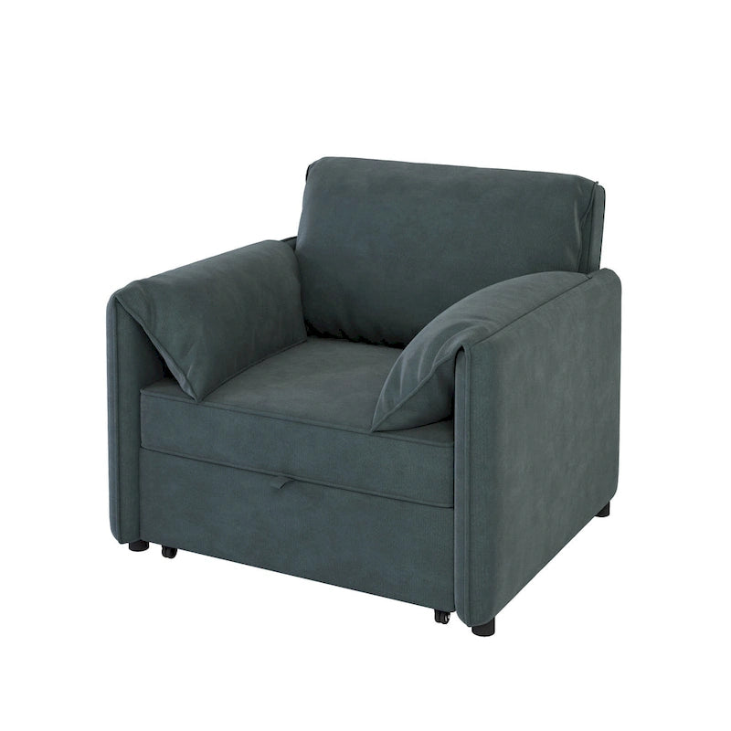 Canapé-lit convertible, fauteuil-lit 3 en 1 avec dossier réglable et coussins épais, cadre en lin