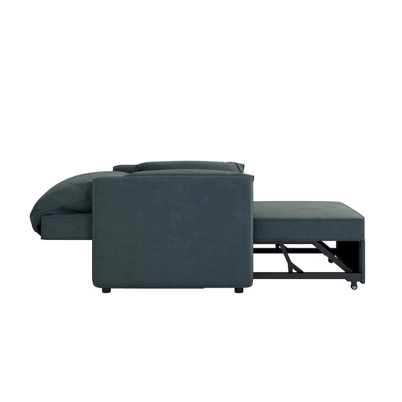Canapé-lit convertible, fauteuil-lit 3 en 1 avec dossier réglable et coussins épais, cadre en lin