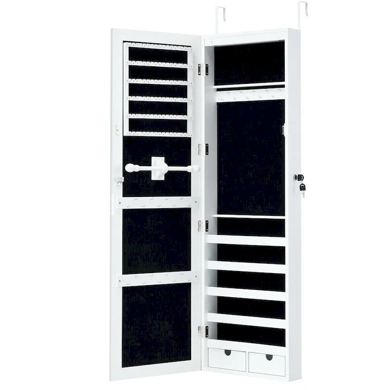 Armoire à bijoux murale avec miroir et lumières LED