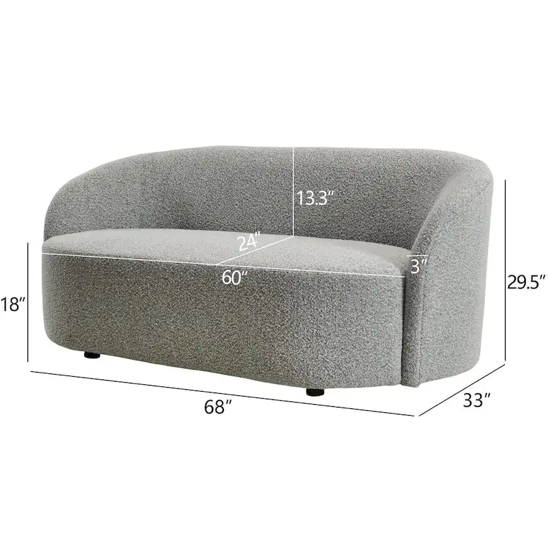 Causeuse Sherpa Rembourrée, Canapé Bouclé, 68W
