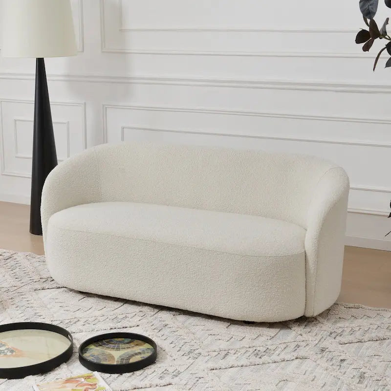 Causeuse Sherpa Rembourrée, Canapé Bouclé, 68W