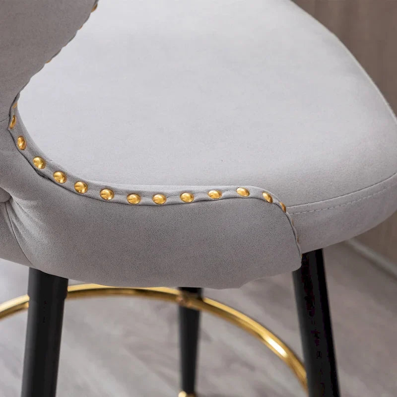 Swivel Bar Stools Set of 2, Upholstered Counter Stools with Metal Legs, Faux Leather Kitchen Barstools with Back