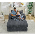 Chaise longue surdimensionnée moderne de 47,8 po avec pouf et oreillers
