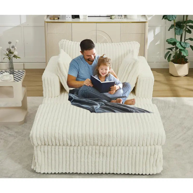 Chaise longue surdimensionnée moderne de 47,8 po avec pouf et oreillers
