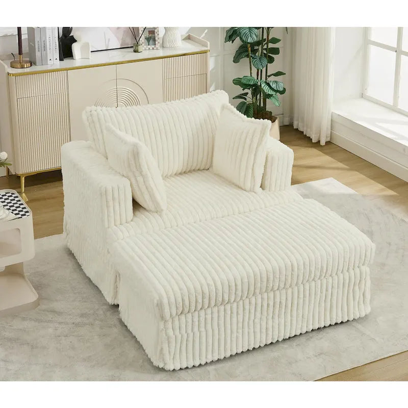 Chaise longue surdimensionnée moderne de 47,8 po avec pouf et oreillers