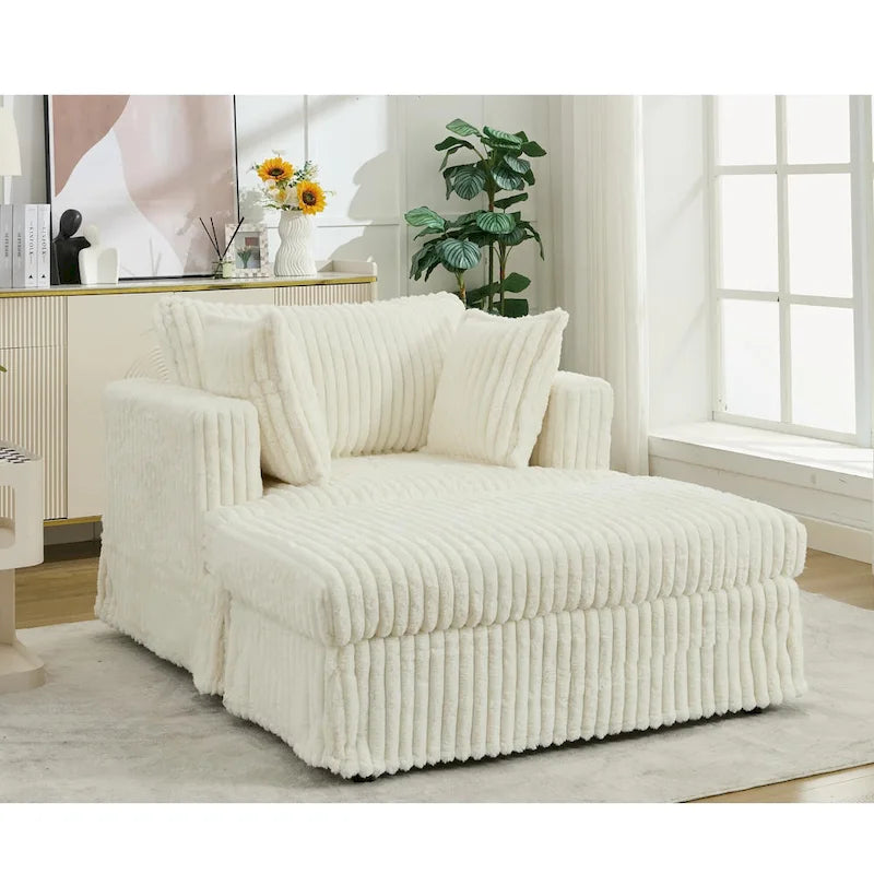 Chaise longue surdimensionnée moderne de 47,8 po avec pouf et oreillers