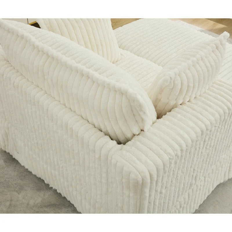 Chaise longue surdimensionnée moderne de 47,8 po avec pouf et oreillers