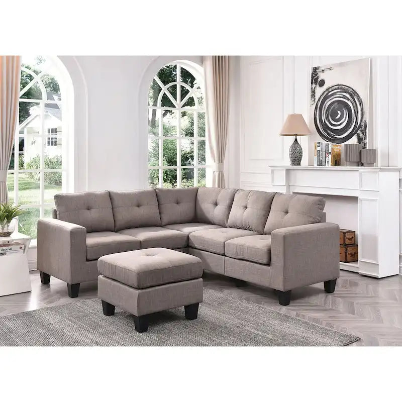 Canapé d'angle 2 pièces en sergé de polyester de 82 po de largeur - 32L x 82W x 35H