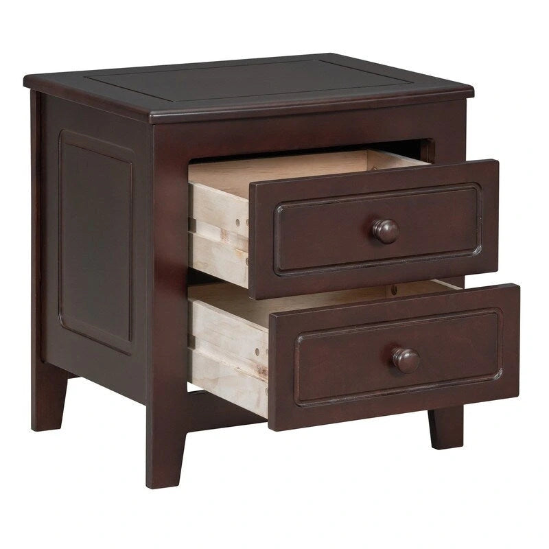Ensemble de lit plateforme en bois au design rétro Queen/Full avec 2 tables de chevet, 3 pièces