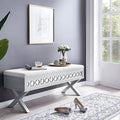 Banc de rangement relevable à base en X en filigrane de diamant miroir