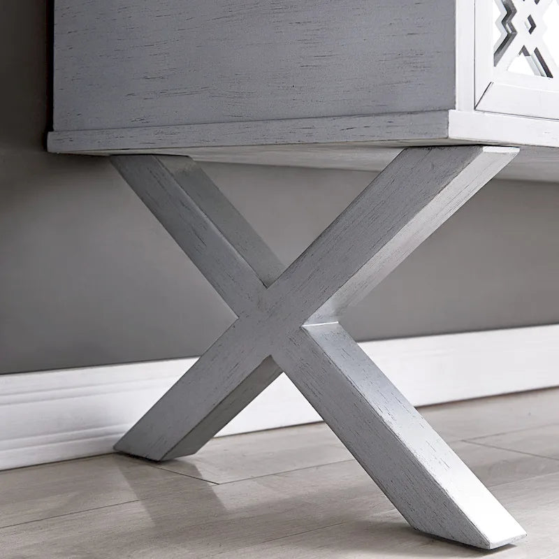 Banc de rangement relevable à base en X en filigrane de diamant miroir