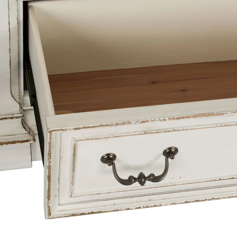 La commode à 7 tiroirs marron vieilli et blanc antique