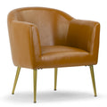 Fauteuil d'appoint Cappuccino en similicuir avec pieds dorés
