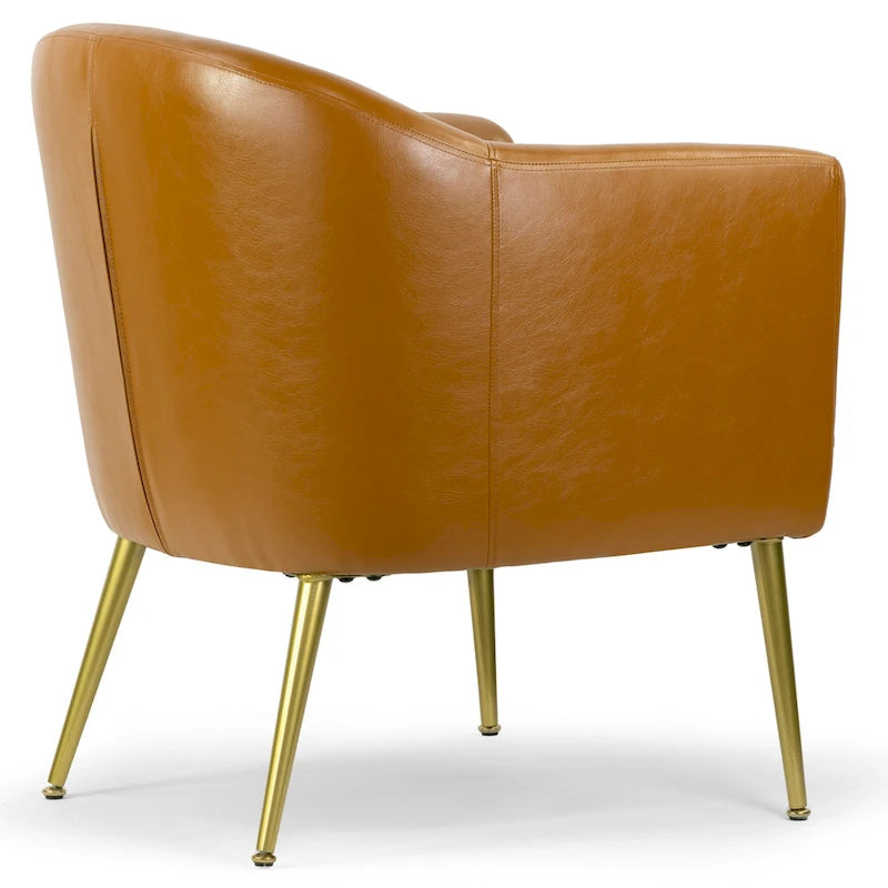 Fauteuil d'appoint Cappuccino en similicuir avec pieds dorés