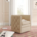 Fauteuil capitonné pivotant en cuir pleine fleur