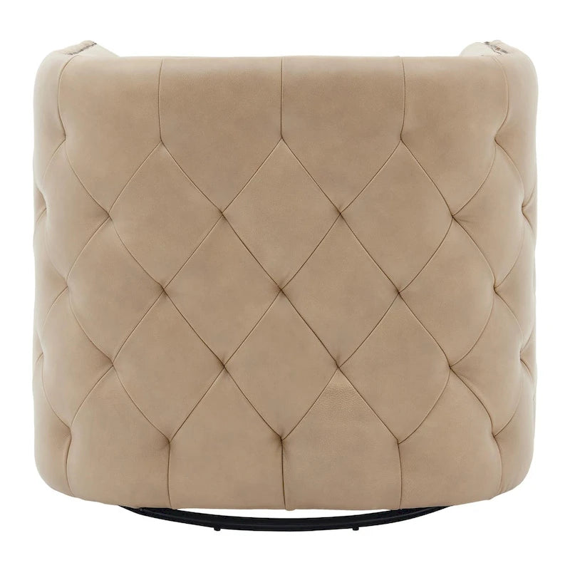 Fauteuil capitonné pivotant en cuir pleine fleur