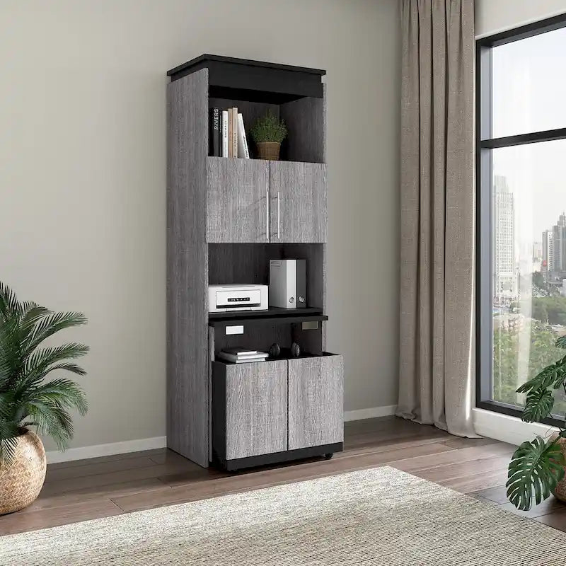 Armoires hautes avec portes et tables pliantes
