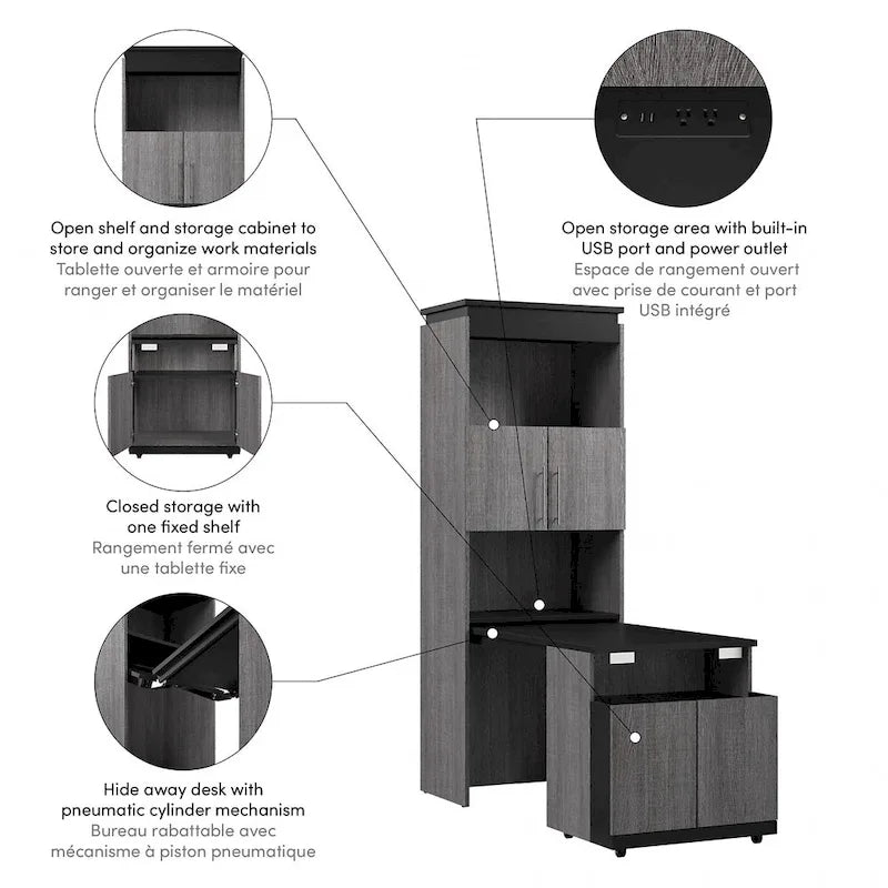 Armoires hautes avec portes et tables pliantes