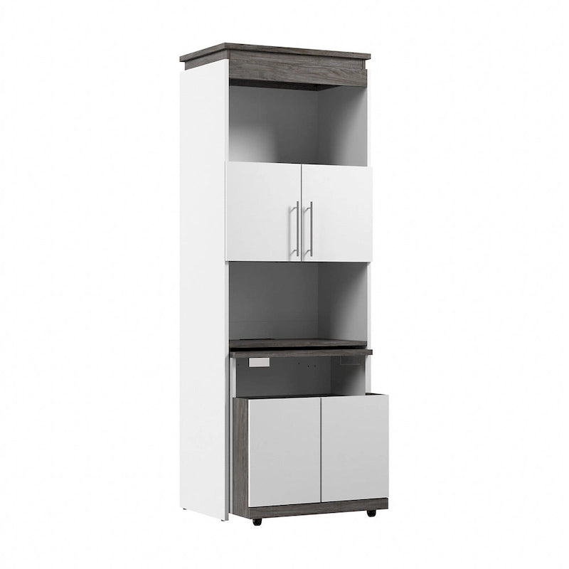 Armoires hautes avec portes et tables pliantes