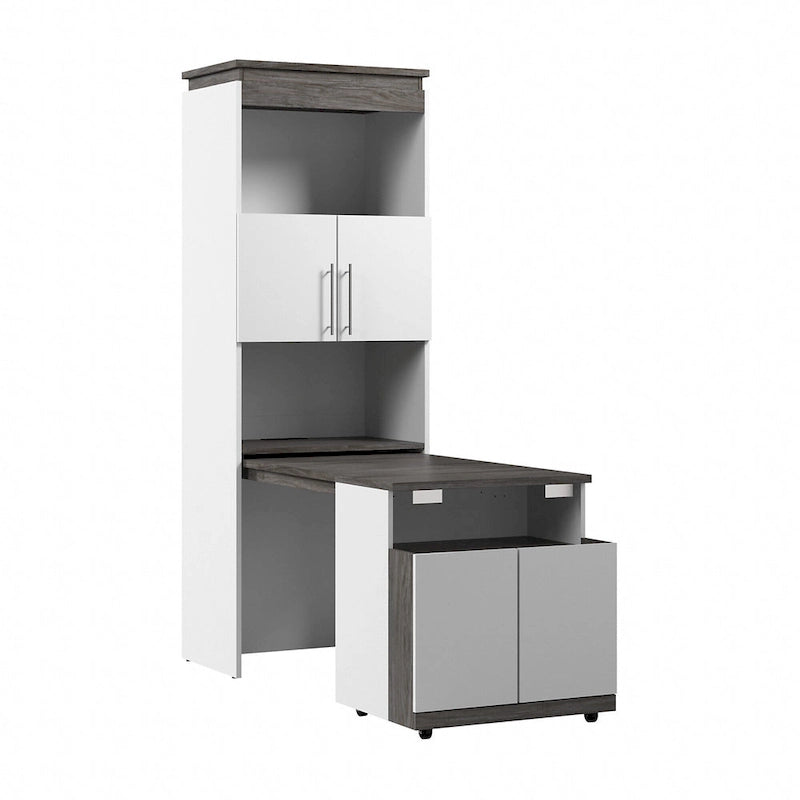 Armoires hautes avec portes et tables pliantes