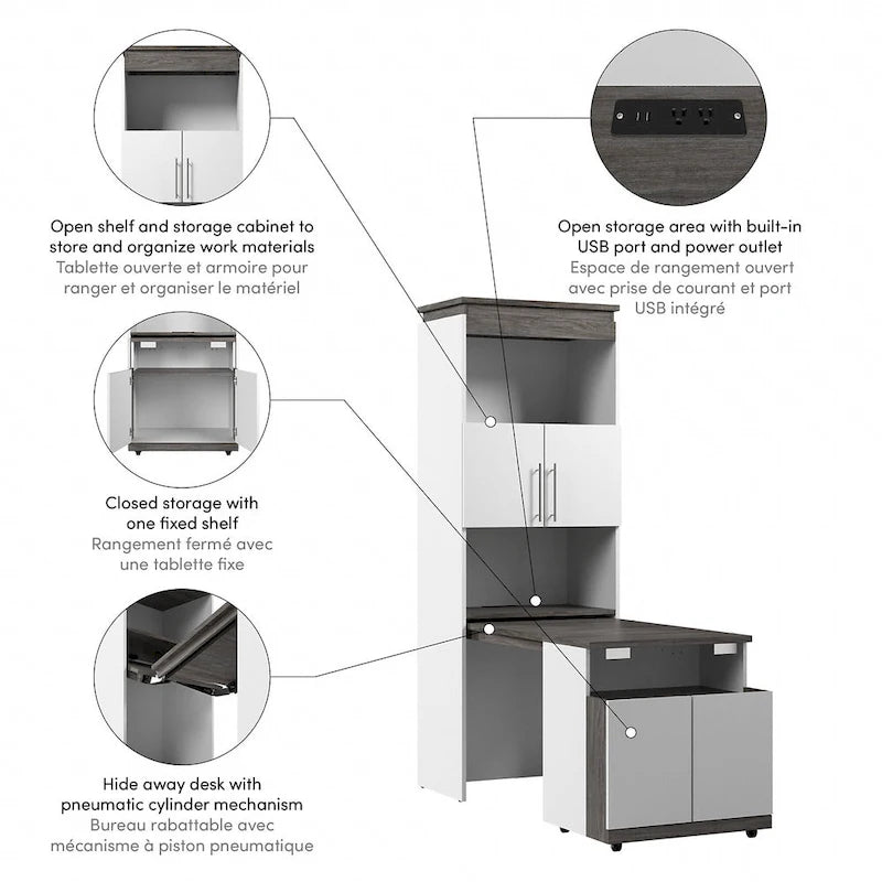 Armoires hautes avec portes et tables pliantes