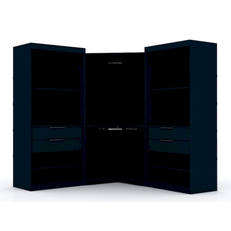 Armoire d'angle 3 sections modernes à 4 tiroirs, ensemble de 3