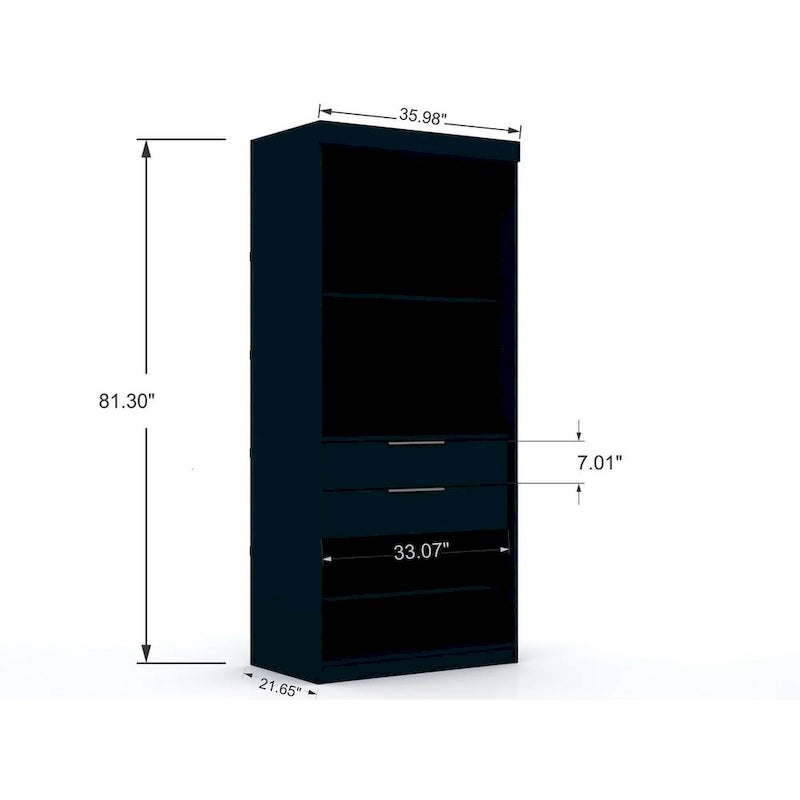 Armoire d'angle 3 sections modernes à 4 tiroirs, ensemble de 3