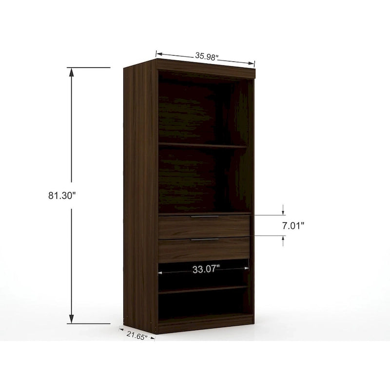 Armoire d'angle 3 sections modernes à 4 tiroirs, ensemble de 3