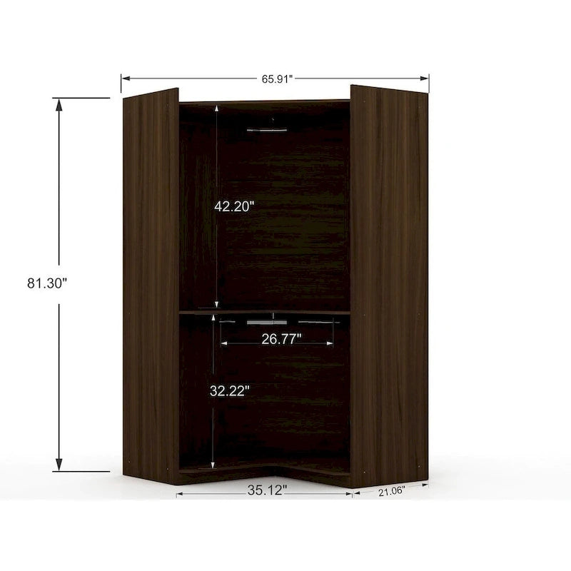 Armoire d'angle 3 sections modernes à 4 tiroirs, ensemble de 3