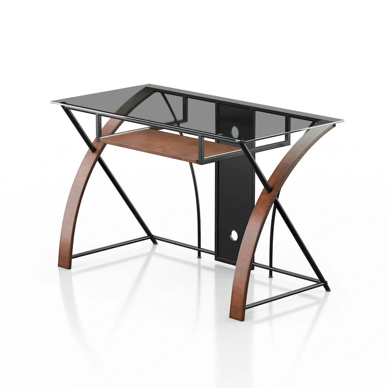 Bureau d'ordinateur en verre gris moderne de 47 pouces