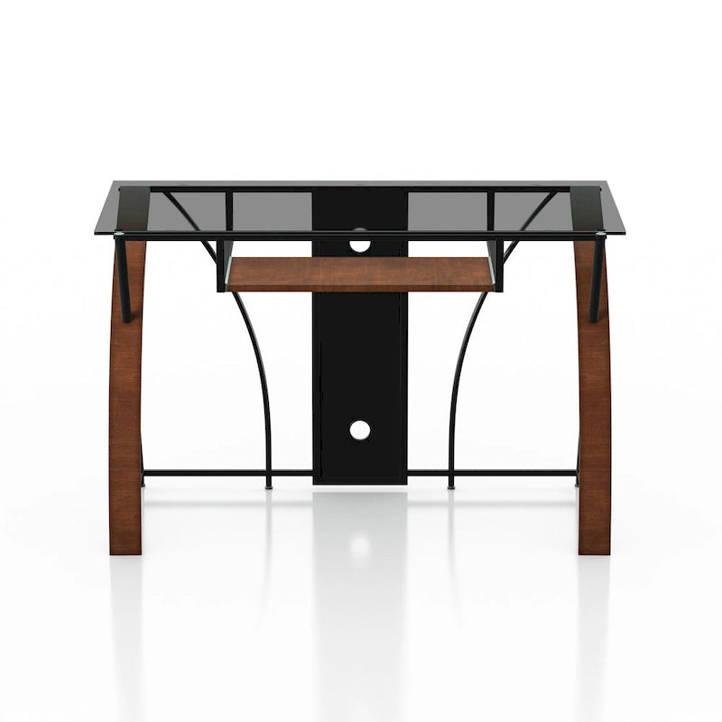 Bureau d'ordinateur en verre gris moderne de 47 pouces