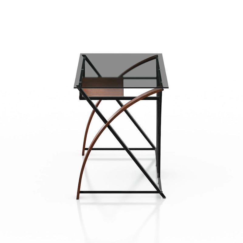 Bureau d'ordinateur en verre gris moderne de 47 pouces