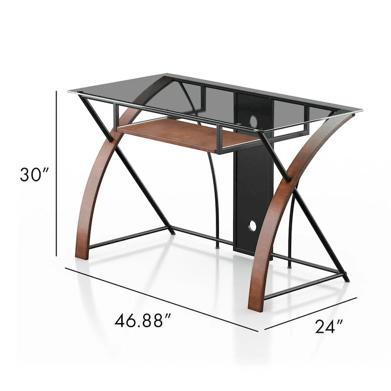 Bureau d'ordinateur en verre gris moderne de 47 pouces