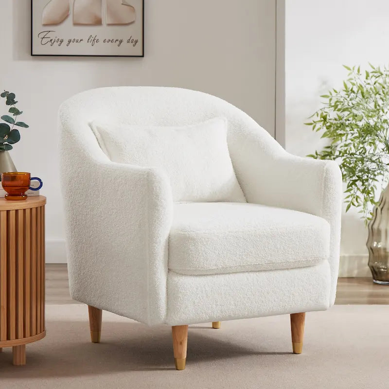 Fauteuil en velours avec pieds en bois massif
