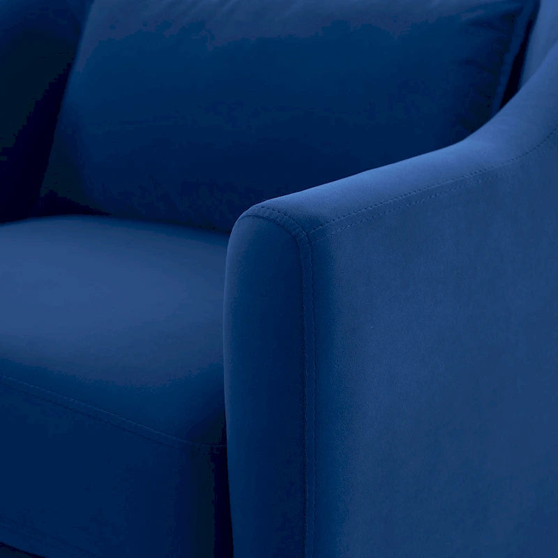 Fauteuil en velours avec pieds en bois massif