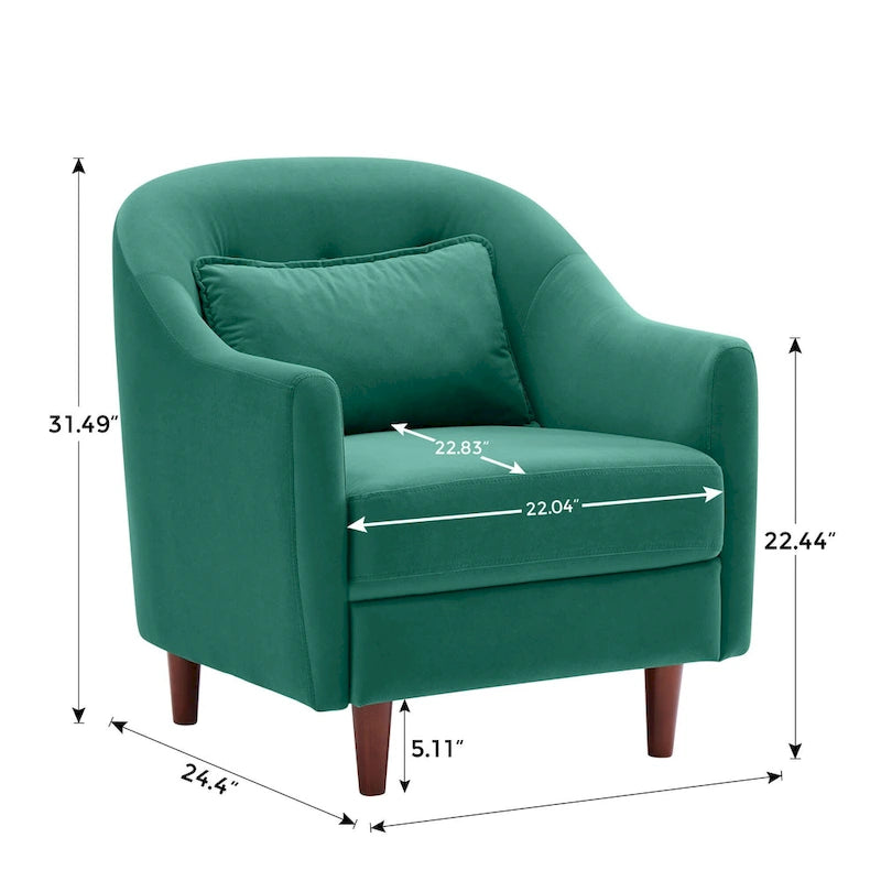 Fauteuil en velours avec pieds en bois massif