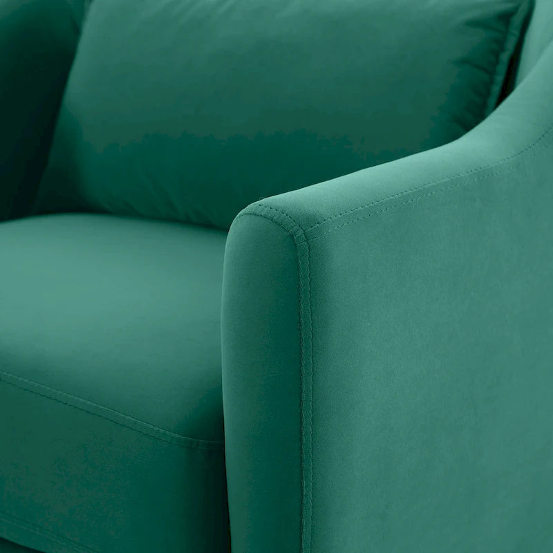 Fauteuil en velours avec pieds en bois massif