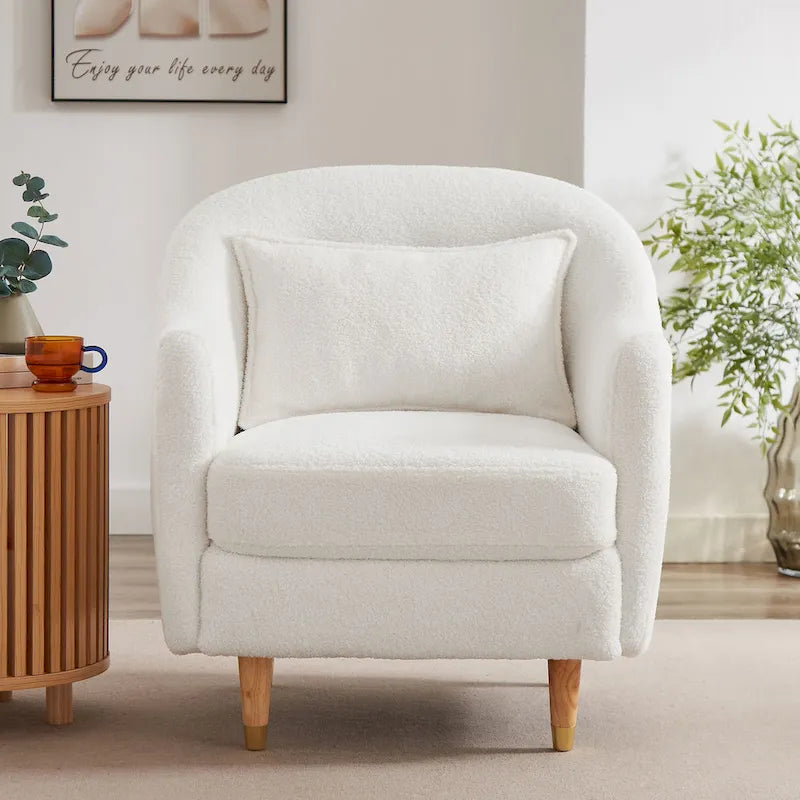 Fauteuil en velours avec pieds en bois massif