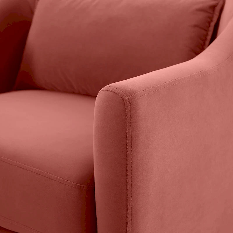 Fauteuil en velours avec pieds en bois massif