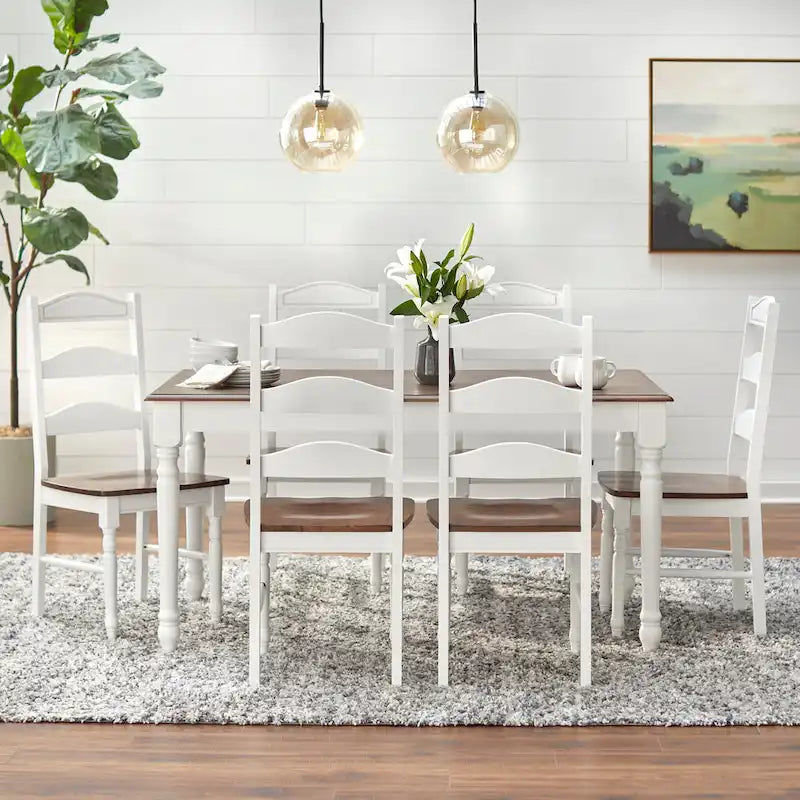 Table rectangulaire en noyer et hévéa blanc - Noyer